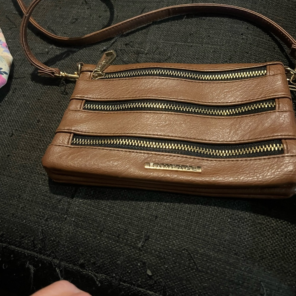 Rampage Brown Clutch with Wristlet and Zipper Details